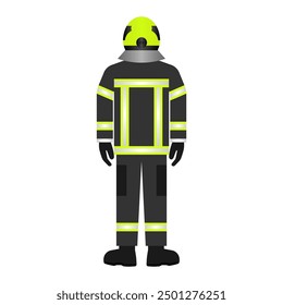 Firefighter in a Uniform. Fireman. Vector Illustration Isolated on White Background.