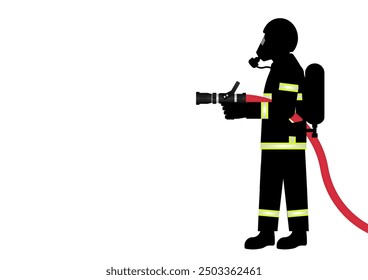 Firefighter in a Uniform. Fireman. Vector Illustration Isolated on White Background.