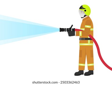 Firefighter in a Uniform. Fireman. Vector Illustration Isolated on White Background.