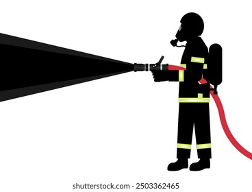 Firefighter in a Uniform. Fireman. Vector Illustration Isolated on White Background.