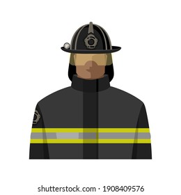 A firefighter in uniform and helmet. Isolated color image. Vector illustration