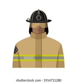 A firefighter in uniform and helmet. Isolated color image. Vector illustration
