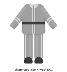 Firefighter uniform icon monochrome. Single silhouette fire equipment icon from the big fire Department monochrome.