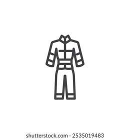Firefighter Uniform line icon. linear style sign for mobile concept and web design. Protective uniform outline vector icon. Symbol, logo illustration. Vector graphics