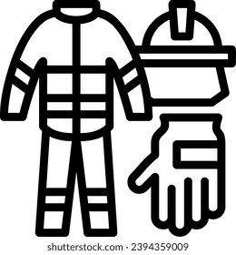 Firefighter Uniform Linear Icon Vector Design