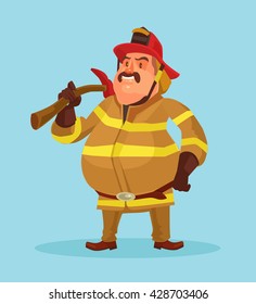 Firefighter in uniform. Vector flat cartoon illustration