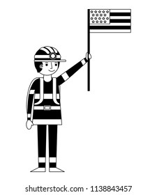 firefighter with usa flag character