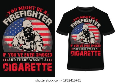 Firefighter USA illustration t-shirt design template