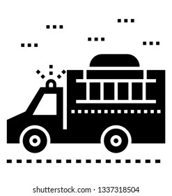 Firefighter van glyph style vector 