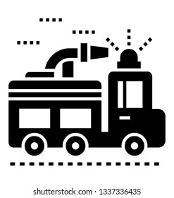 Firefighter van glyph style vector 