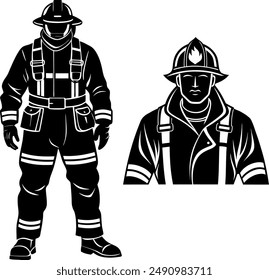 Firefighter vector art illustration design