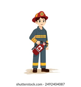 firefighter vector cartoon illustration  flat  design 