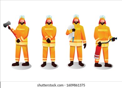 Firefighter vector characters collection isolated