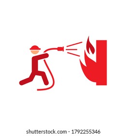 firefighter vector icon logo design