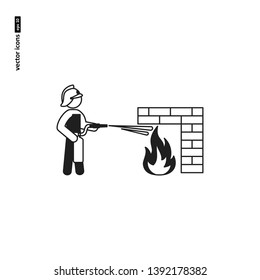 Firefighter - vector icon on white background. Symbol for web, infographics, print design and mobile UX/UI kit. Vector illustration, EPS10.