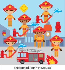 Firefighter vector illustration