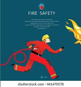 Firefighter Vector Illustration. Fire department composition banner.