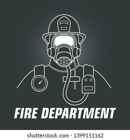 Firefighter vector illustration. Flat icon. Emergency service.
