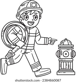 Firefighter Water Hose and Fire Hydrant Isolated 
