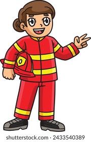 Firefighter Woman Cartoon Colored Clipart 