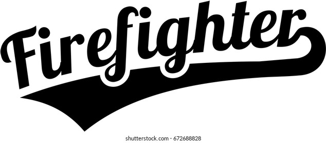 Firefighter word retro style