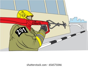 Firefighter yellow helmet with weapons