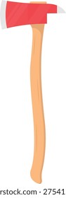 Firefighter's Axe Flat Illustration Isolated on White Background