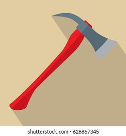 Firefighters Axe with red handle. Flat design vector illustration