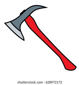 Firefighters Axe with red handle. Flat design vector illustration