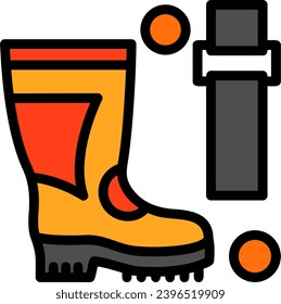 Firefighter's Boot Strap Linear Filled Icon Vector Design
