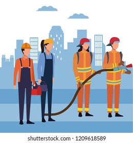 Firefighters at city