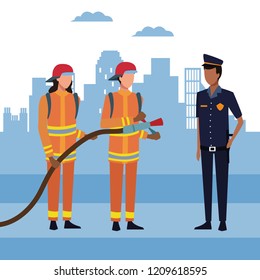Firefighters at city