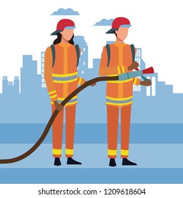 Firefighters at city