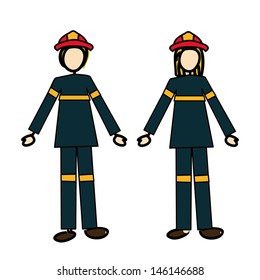 Firefighters couple over white background vector illustration 