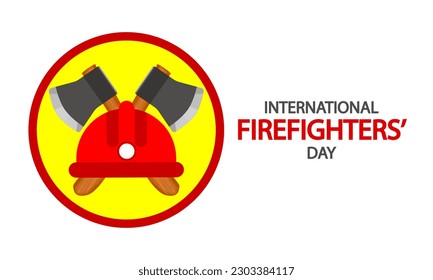 Firefighters Day International logo helmets with axes, vector art illustration.