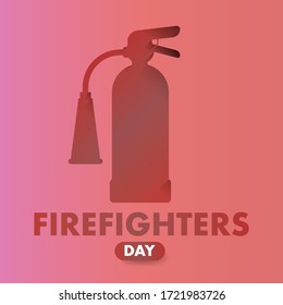 Firefighters day vector flat colorful concept. A fireman in uniform extinguishes a fire with a foam hose.