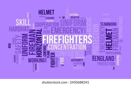 Firefighters Day word cloud template. Career awareness concept vector background.