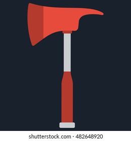 Firefighters emergency fire axe. Vector illustration of hatchet