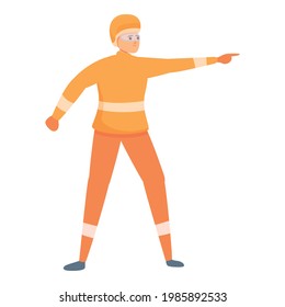 Icono de evacuación de los bomberos. Caricatura del ícono del vector de evacuación de los bomberos para diseño web aislado en fondo blanco