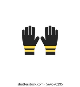 Firefighters gloves. Single silhouette fire equipment icon. Vector illustration. Flat style