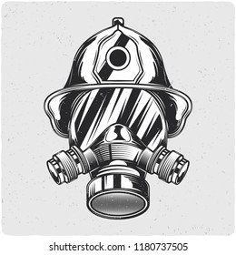 Firefighters Head Black White Illustration Isolated Stock Vector ...