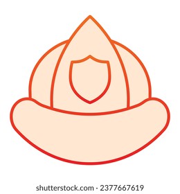 Icono de la línea de gradiente del casco de los bomberos. Sombrero de protección de Fireman con un pictograma de estilo del símbolo del escudo sobre fondo blanco. Señales de extinción de incendios para concepto móvil y diseño web. Gráficos vectoriales