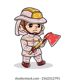 Firefighters are holding axes vector illustration