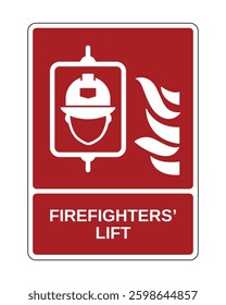 Firefighters' Lift Sign, Fire Protection Equipment Sign with Vertical Explanation - High Quality Vector Stock Image