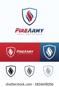 Firefighters Logo, Fire shield logo vector