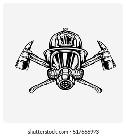 firefighters logo vector black in white