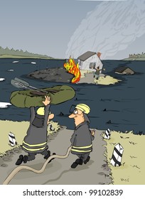 Firefighters must have access to a burning house and submerged