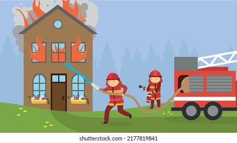 Firefighters put out a fire in the house