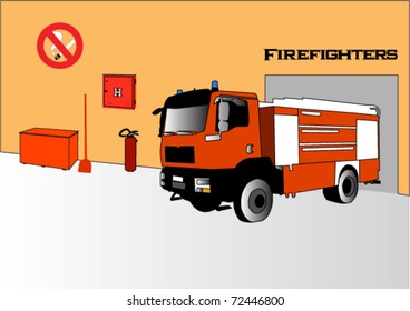 Firefighters' station - vector