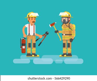 Firefighters team. Vector illustration